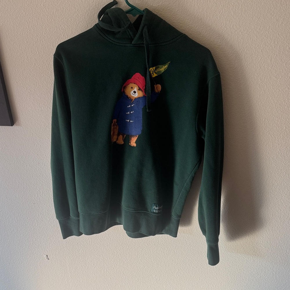 zara hoodie Dark Green Sweater with Paddington Design